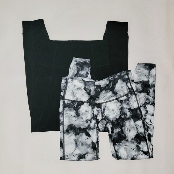 Athleta XSP & XS Leggings Lot of 2 - Floral & Solid Black Ankle and Full Length - Picture 2 of 4